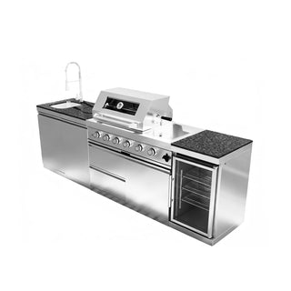 46" Outdoor Kitchen Island with 4-Burner 72,000 BTU Grill, Fridge, Rotisserie & Granite Countertops