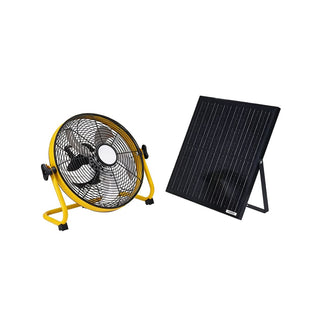 12-Inch Solar Floor Fan, 30W Adjustable Monocrystalline Panel, 1500mAh Rechargeable Battery, 3-Speed Remote & Dual Power – Yellow