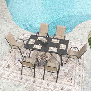 6-Piece Outdoor Patio Dining Chairs Set, Waterproof Teslin Fabric Chairs with Rust-Resistant Metal Frame, 350 lbs Weight Capacity,