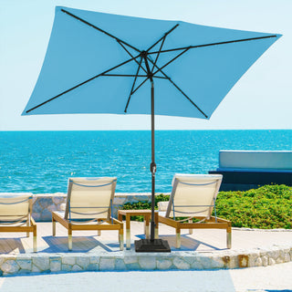 10Ft Outdoor Rectangular Umbrella with 26 Solar-Powered LED Lights, Crank and Tilt