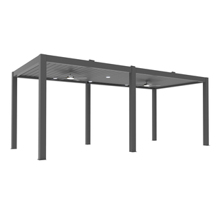 Aluminum Double Pergola Gazebo with Adjustable Louvered Roof & LED