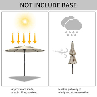 10FT 3-Tier Solar LED Patio Umbrella with Tilt & Crank, Aluminum Market Umbrella for Backyard, Deck & Garden