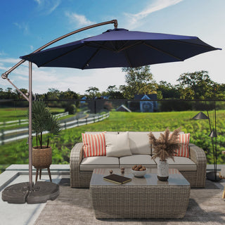 10FT Steel Cantilever Patio Umbrella with 2-Way Stop Crank, Offset Hanging Outdoor Umbrella for Patio, Pool, Deck & Garden