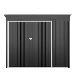 4x8 FT Galvanized Steel Storage Shed with 3 Access Doors & Vents for Garden, Bikes & Patio Equipment