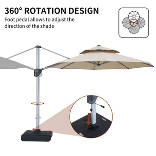 10 Ft Octagon Aluminum 360° Cantilever Patio Umbrella with Cover – Outdoor Yard Shade