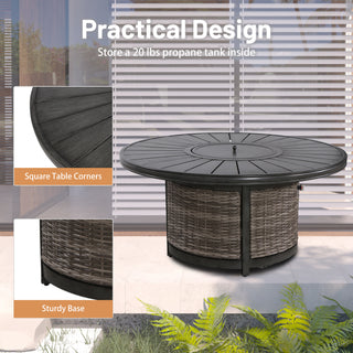 52'' W x 25'' H Propane Outdoor Fire Pit Table, 50,000 BTU Patio Gas Fire Table