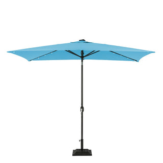 10Ft Outdoor Rectangular Umbrella with 26 Solar-Powered LED Lights, Crank and Tilt