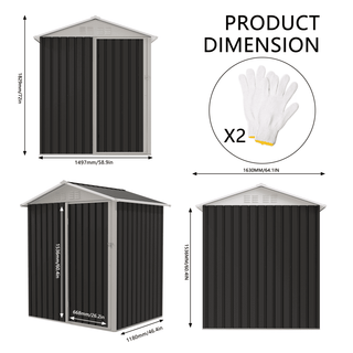 5.4 x 4.27 FT Outdoor Metal Storage Shed with Hinged Door, Compact Garden Tool Shed for Backyard, Patio & Lawn, Ideal for Utility & Bike Storage