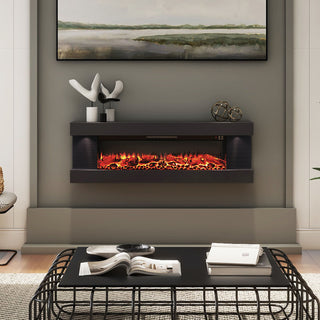 Stylish Electric Fireplace with Suspended LED Light (50"/60")