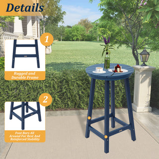 Navy HIPS Bar Height Bistro Table Outdoor Patio Side Table for Backyard Deck Porch