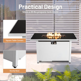 42 W x 25 H Inch Steel Outdoor Propane Fire Pit Table with Lid, 50,000 BTU Patio Heating