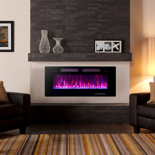 42/60/72 Inch Ultra-Thin Electric Fireplace with Decorative Crystals