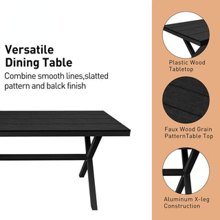 5-Piece Outdoor Aluminum Dining Set with Teslin Chairs & Plastic Wood Tabletop – Weather-Resistant Patio Furniture Set for Garden & Backyard