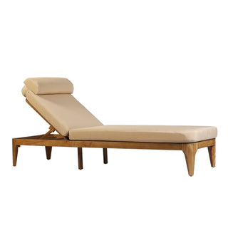 Outdoor Wood Chaise Lounge Chair, Adjustable Patio Recliner with Multi-Position Backrest, Sun Lounger for Poolside, Deck & Garden