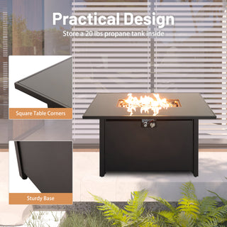 25'' H x 42'' W Steel Outdoor Fire Pit Table with Lid
