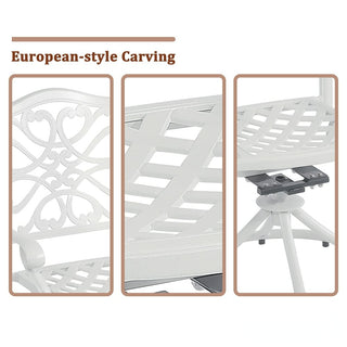 Mondawe 2-Piece White Cast Aluminum Swivel Bar Stools for Outdoor Patio, Garden & Bar Height Seating