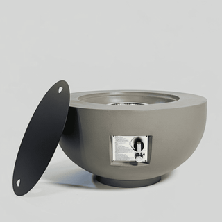 Outdoor Round Propane Fire Pit Table 28-inch,40,000 BTU Fire Pit Bowl,Light Concrete Propane Fire Pit with Free Lava Rocks,Rain Cover and Burner Lid,for Outside Patio,Garden,Deck,Light Gray