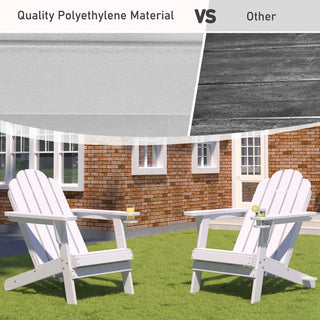 Curveback White Plastic Outdoor Adirondack Chair with Cup Holder and Umbrella Hole