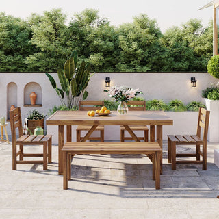 High-Quality Acacia Wood Patio Dining Set, Weather Resistant Outdoor Table & Chair Furniture for Backyard, Balcony & Garden