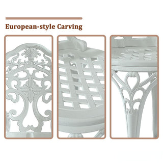 2-Piece Antique Bronze/White Cast Aluminum Stackable Outdoor Dining Chairs with Elegant European-Style Design for Patio & Garden