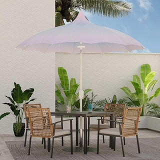 9FT Outdoor Gazebo Style Patio Umbrella With Lighting Function, Petal-Shaped Canopy, 360-Degree Rotation, And Tilt Adjustment