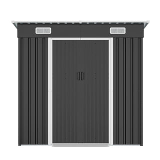 6 x 4 FT Outdoor Metal Storage Shed, Galvanized Steel Shed with Sliding Door, Ventilation Vents & Threshold, Compact Garden Tool Shed for Backyard, Patio & Lawn