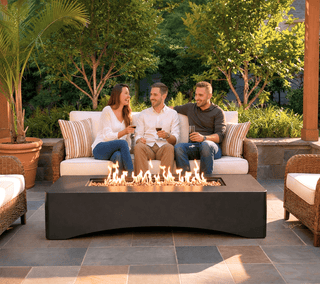 56-Inch Propane Fire Pit Table, 50,000 BTU Concrete Gas Fire Pit for Patio, Backyard & Deck with Lava Rocks & Cover