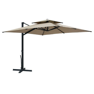 10FT Aluminum Cantilever Patio Umbrella with Removable LED Light Strips for Outdoor Shade