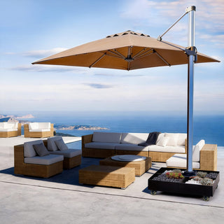 1100LBS Heavy Duty Wheeled Umbrella Base – Detachable Steel Patio Umbrella Stand for Large Cantilever Umbrellas