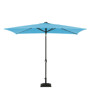 10Ft Outdoor Rectangular Umbrella with 26 Solar-Powered LED Lights, Crank and Tilt