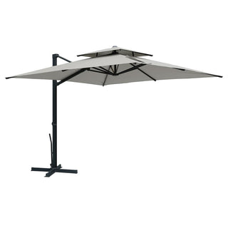 10FT Aluminum Cantilever Patio Umbrella with Removable LED Light Strips for Outdoor Shade