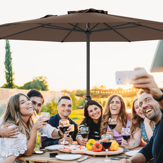 12 FT Patio Umbrella with Crank Handle & 8 Sturdy Ribs – Durable Outdoor Market Umbrella for Patio, Garden & Backyard