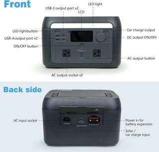 1000W Portable Power Station, 614Wh Solar Generator with 120V AC Outlet for Camping, RV & Emergency Backup