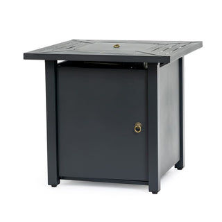 30" Propane Gas Fire Pit Table, 50000 BTU Square Steel Fire Pit for Outside Patio Deck Garden Backyard-Black