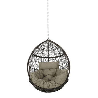 Outdoor Teardrop Swing Chair With Polyethylene Rattan And Cushions