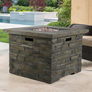 35" Square MGO Propane Fire Pit, 40,000 BTU Outdoor Gas Fire Table for Patio & Backyard