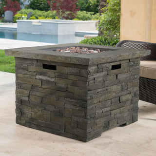 35" Square MGO Propane Fire Pit, 40,000 BTU Outdoor Gas Fire Table for Patio & Backyard