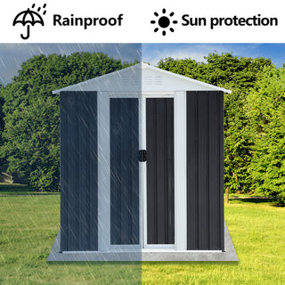 5×3 FT Grey Outdoor Garden Shed with Sliding Door & Apex Roof – Compact Metal Storage Shed for Backyard & Patio