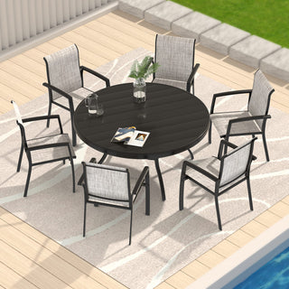2-Piece Outdoor Patio Chairs – All-Weather Metal Dining Chairs for Garden & Poolside, Black or Cream Frame