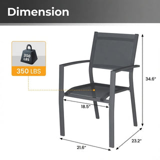 Set of 6 Outdoor Patio Dining Chairs, Heavy-Duty Metal Frame with All-Weather Textilene, Gray Outdoor Chairs for Garden, Deck & Backyard