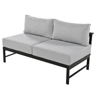 U-Shaped All Weather Patio Sectional Sofa Set, 5-6 Seater Outdoor Conversation Couch with 5.9" Thick Cushions & Heavy Duty Iron Frame for Garden Backyard Poolside