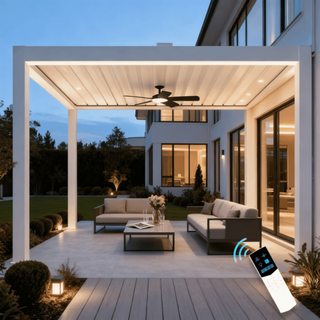 Aluminum Pergola Gazebo with Adjustable Louvered Roof & LED