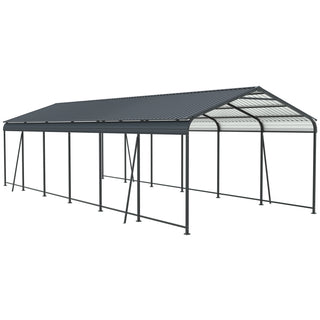 Heavy-Duty Metal Carport with Galvanized Steel Roof and Frame, All-Weather Outdoor Car Shelter Garage for Driveway, Cars, and Trucks