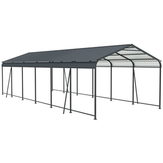 Heavy-Duty Metal Carport with Galvanized Steel Roof and Frame, All-Weather Outdoor Car Shelter Garage for Driveway, Cars, and Trucks