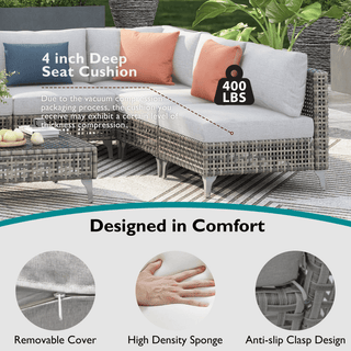 7-Piece Wicker Patio Conversation Set with Thick Cushions & Coffee Table | Outdoor Sectional Sofa for Backyard & Porch