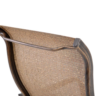 4-Piece Cast Aluminum Sling Patio Chairs – Light Brown, Curved Back & Modern Design