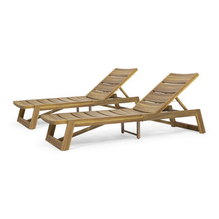 Outdoor Adjustable Lounge Chair With Acacia Wood Frame