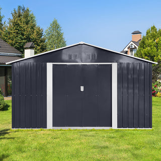 11.2x10.6 FT Metal Garden Shed with Window, Heavy-Duty Outdoor Storage Shed for Backyard, Patio & Lawn