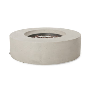 Outdoor 50,000 BTU Round MgO Concrete Propane Fire Pit, Light Gray/Dark Gray  (Tank Cover not Included)