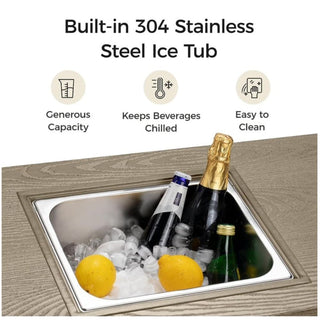 47" 3-in-1 Outdoor Aluminum Beige Propane Fire Pit Table 50,000 BTU with Ice Bucket
